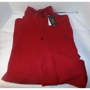 MENS POLO RALPH LAUREN ESTATE RIB 1/4 ZIP SWEATER~RED~XXL~NWT